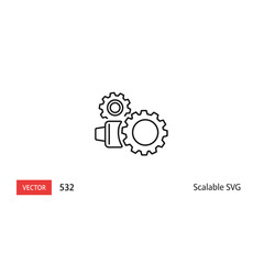 Industrial Gears and Cogs Mechanism Line Icon