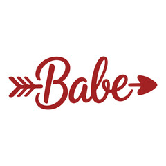 Fototapeta premium A minimalist vector graphic illustration of the word 'Babe' with an arrow design