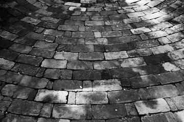 Gray monochrome bricks pavement texture