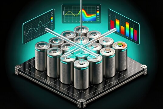Precision Cylindrical Lithium Battery Cell Array with Holographic Quality Inspection Data Visualization for Smart Agriculture Power Systems