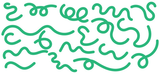 Collection of Abstract 3D Squiggly Lines with soft green Color - Modern Minimalist Vector EPS Elements