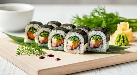  Fresh Uramaki Rolls With Bright Ingredients and Serene Natural Light