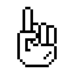 Pixel pointing finger up hand gesture icon