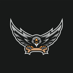 Eagle Bird Esport Mascot Logo with Spread Wings