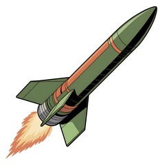 green missile launching into space