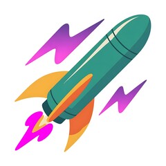 green rocket launching upwards