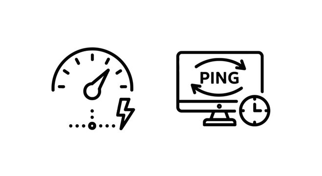 Network Performance Monitoring: Internet Speed, Ping Latency, and Connection Measurement Icons
