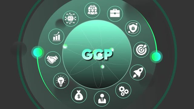 Google Cloud Platform business and symbols for G C P services and solutions cloud computing technology