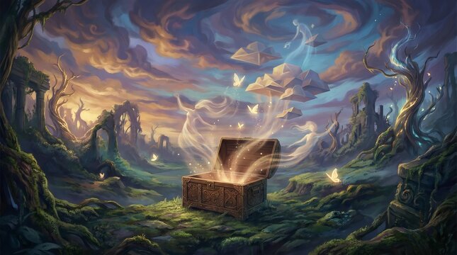 Surreal Pandora Box Opening To Release A Chaotic Dreamscape