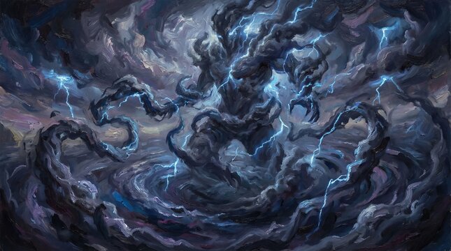 Surreal Typhon Emerging From The Eye Of A Massive Hurricane