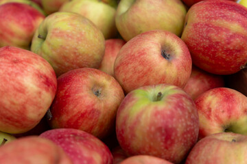 Assorted Red and Yellow Apples in Market Bin