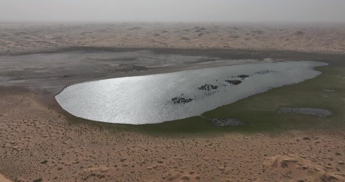 Aerial footage of landscape in the desert