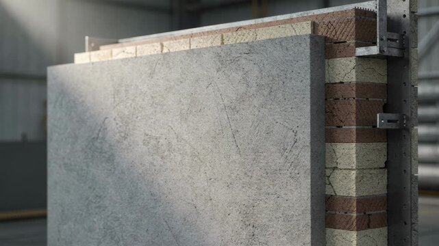 Detailed medium shot of the cooled furnace wall crosssection featuring the newly formed seamless refractory surface emphasizing durability and resilience.
