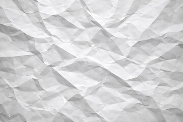 Obraz premium White crumpled paper texture background with natural wrinkles and folds, abstract recycled sheet surface for design, packaging, poster, mockup or vintage paper backdrop