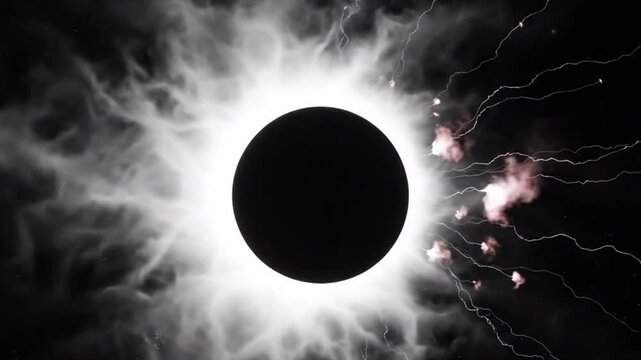 Minimalist Solar Eclipse with Bright Corona Ring on Clean Black Background