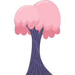 Vibrant pink tree with purple trunk and branches