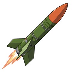 green missile flying upwards