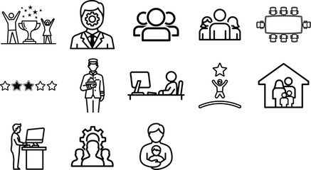 A collection of business and teamwork related icons