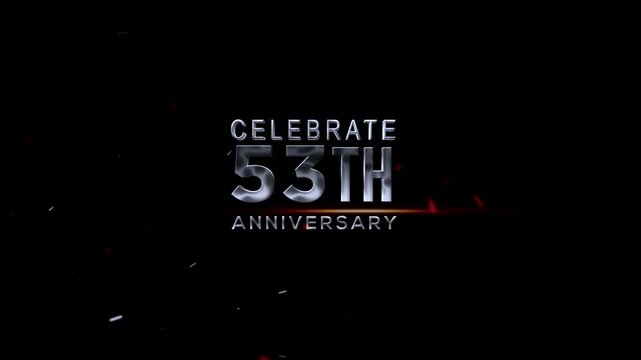 Anniversary Celebration Video with Metallic 53th Text