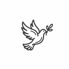 Obraz premium Simple Line Drawing of Dove Carrying Olive Branch in Flight