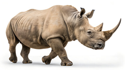 Obraz premium Rhinoceros Walking Isolated on White Background