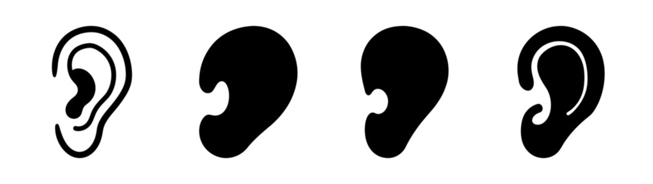 Human ear icons set, listening ear vector illustration, flat design symbols