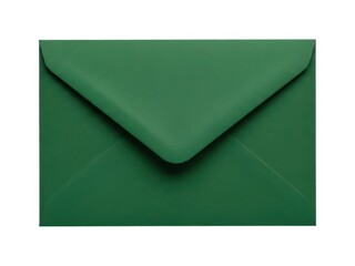 A close-up view of a dark green envelope with a smooth, glossy finish.