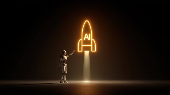 AI Growth Acceleration AGI Rocket Launch Concept