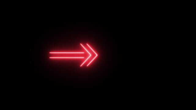 Neon up arrow, arrow icon concept animation, arrow sign left to right animation concept.