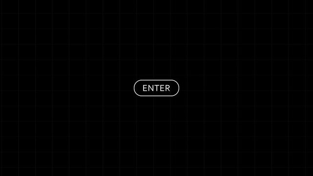 Minimalist black and white image with a prominent enter button in the center.
