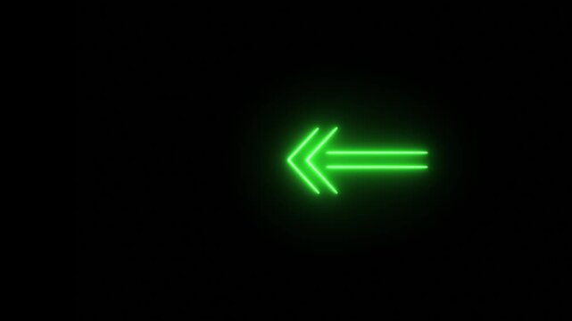 Neon left arrow, arrow icon concept animation, arrow sign right to left animation concept.