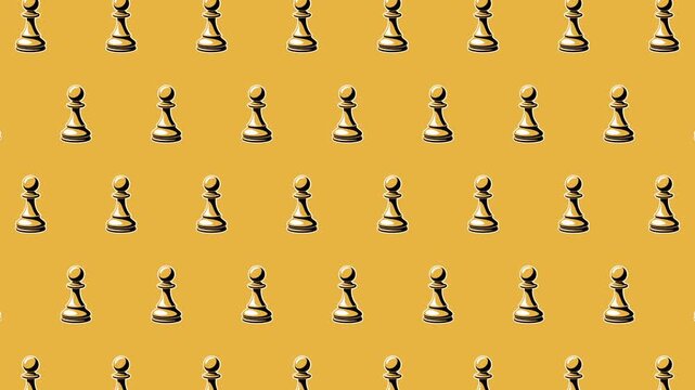 Seamless Golden Chess Pawn Pattern Background, Classic Board Game Repeat Design, Elegant Strategy Piece Loopable Vector for Wrapping Paper and Apparel