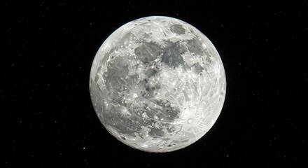 Fototapeta premium Magnificent full moon glows brightly against the dark expanse of outer space.