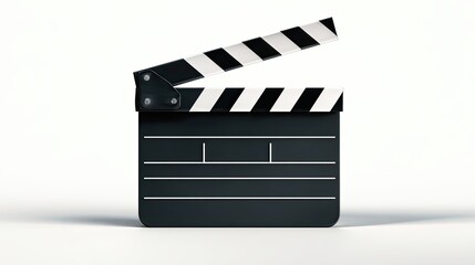 Movie clapperboard on a white background, still from a film