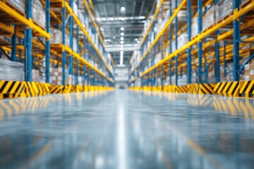Fototapeta premium Modern Warehouse Interior with Organized Shelving