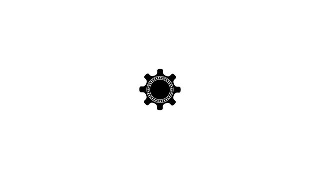 Minimalist black cogwheel gear icon with intricate inner ring motion graphic on white background. setting gear Icon vector illustration, Technology gear icon concept.