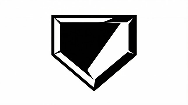 Ultra-clean black and white vector illustration of a baseball home plate.
