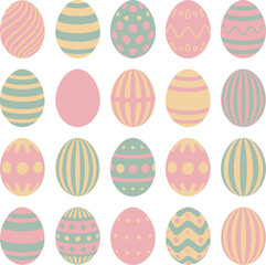 Pastel Easter Egg Collection, Showcasing Symmetrical Uniform Eggs with Clean Lines and Solid Pastel Colors