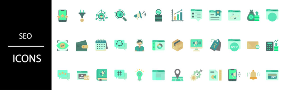 SEO icons collection for digital marketing and online business