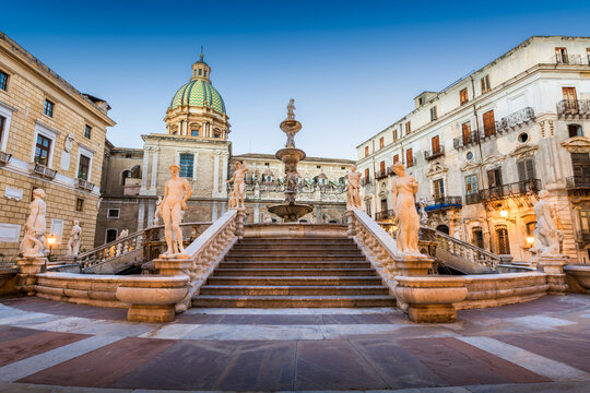 Palermo, Italy with the Praetorian Fountain