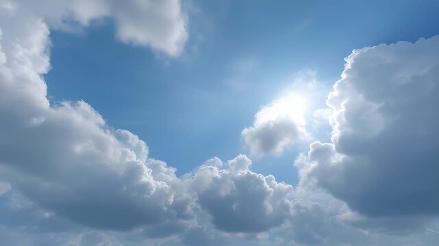 Sunny sky with clouds in natural blue tones
