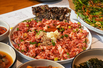 Traditional Korean Beef Tartare Yukhoe