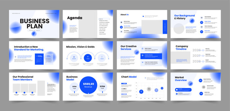 Business Plan Presentation Slides Template, Multipurpose Business Slide Deck Design