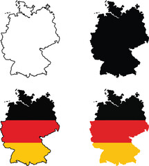 Obraz premium Variations of the german flag with the country's map silhouette incorporated into its design Vector