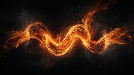 Fototapeta premium Abstract orange flames swirling in dynamic motion against dark background with fiery tendrils and vibrant textures