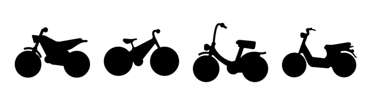 Four different electric bike designs vector illustration, flat design