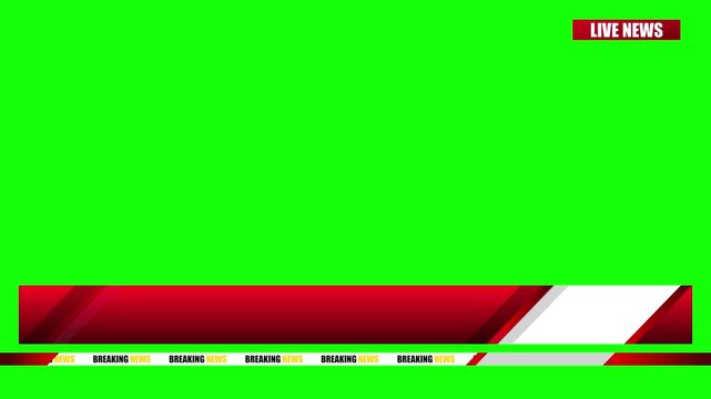 Modern News Ticker and Lower Third with Live Badge on Green Screen