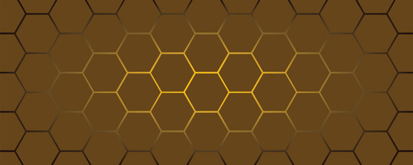 Golden hexagon structure blending technology and elegance. Luxurious honeycomb design. Abstract hexagonal with glowing nodes. Elegant honeycomb pattern featuring luminous points and highend themes