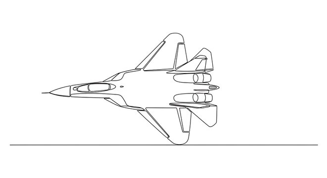 Modern fighter jet in sleek continuous line art style