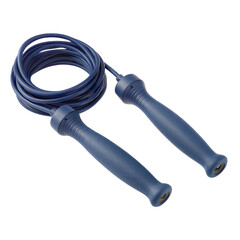 Blue jump rope with handles and coiled cord for fitness and exercise at home or gym transparent background